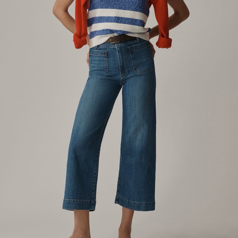 Anthropology The Colette Denim High-Rise Cropped Wide Leg Jeans